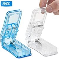 Cortapíldoras - (Paquete de 2) Cortapíldoras V Grip para tabletas y pequeños meicamentos | Cortapíldoras con pastillero…